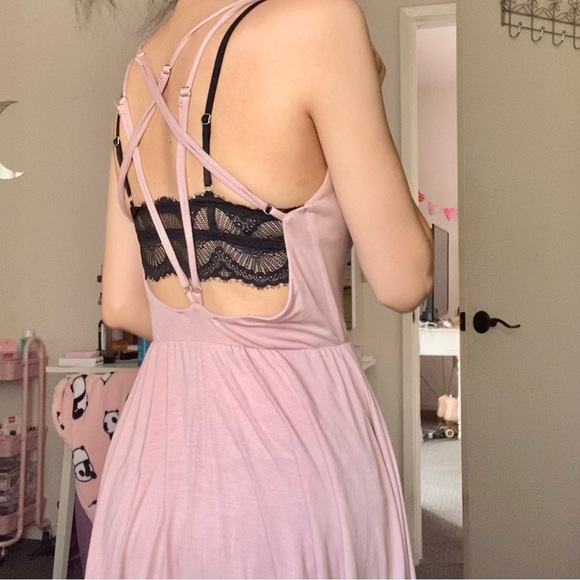 Mauve Pink Drape Back Cut-out Romper - Picture 2 of 5